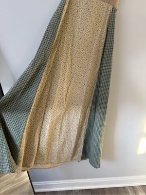 VTG KIND KLOTHING Boho Hippie Patchwork Maxi Dress Floral Straps Beige Green S M thumbnail 3