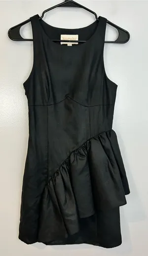 KEEPSAKE Black Sleeveless Asymetrical Ruffle Tulle Mini Party Dress Size XS thumbnail 1