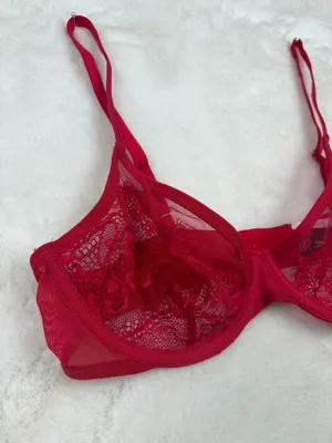 INC Red Sheer Lace Underwire Bra NWT Large thumbnail 5