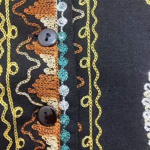 Gallagher Vintage 90s Embroidered Folk Art Cotton Flax Vest M Whimsigoth thumbnail 7
