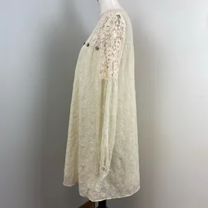Anthropologie Ivory Verb Josephine Boho Lace Tunic Long Sleeve Mini Dress Small thumbnail 9