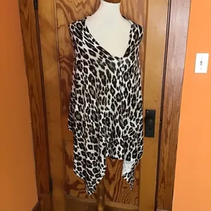 Chico’s Leopard Print Poncho Sweater | Button Front Asymmetrical Top thumbnail 7