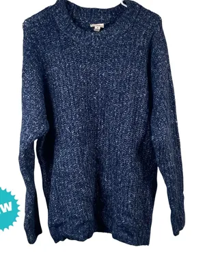 A New Approach ANA Sweater Women's Medium Wool Blend Blue Marble Knit Crewneck thumbnail 1
