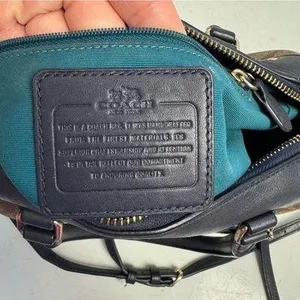 Coach Blue Varsity Stripe Mini Bennet Satchel Bag Purse Crossbody thumbnail 12