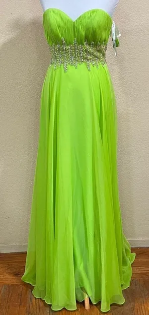 NWT NEW Sparkle Prom by Da Vinci 71441 line dress chiffon strapless beaded dress thumbnail 1