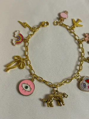 Handmade Pink/Gold Charm Bracelet thumbnail 2