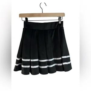 Spirit Halloween Pleated Cheerleader Mini Skirt Small Black White Stripe thumbnail 3