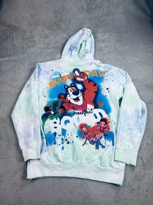 Kelloggs Breakfast Club Hoodie Unisex Small Blue Green Frosted Flakes Tie Dye thumbnail 2