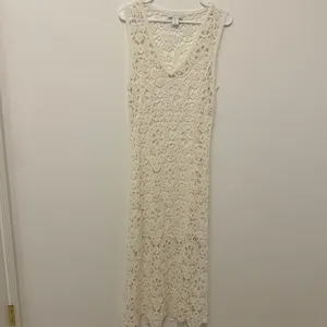 NEW REVOLVE House of Harlow 1960 Crochet Dress Size Large Knit Long Ivory beige thumbnail 9