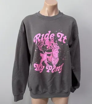 Girl Tribe Co Charlotte NC Ride It My Pony Santa Christmas Sweatshirt Reindeer thumbnail 1