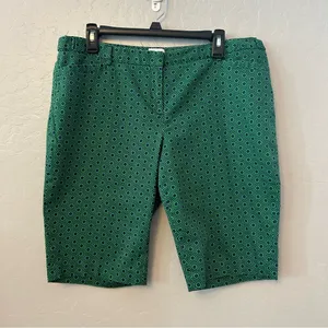 Laundry by Shelli Segal green and navy geometric print Bermuda shorts size 14 thumbnail 3