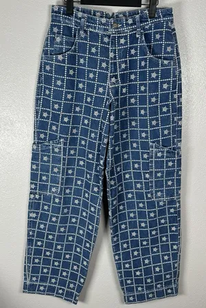 Damson Madder Drew Embroidered Cargo Jeans Womens 10 Straight Leg‎ Medium Wash thumbnail 1