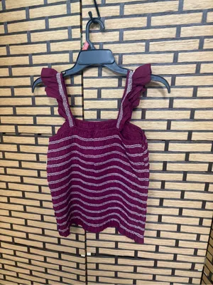 No boundaries burgundy and white smocked tank top size medium thumbnail 3