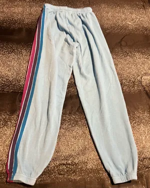 Womens small Aviator Nation 5-Stripe Sweatpants– Sky Blue thumbnail 3