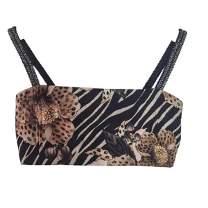 Agua Bendita Jambo Delilah Crop Top Black Brown NWT Size Small thumbnail 2