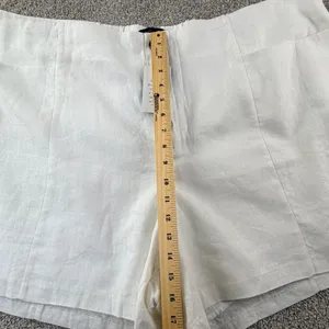 Cream Linen Blend Shorts Womens 26W High Rise Tailored Minimal Chic Summer‎ New thumbnail 5