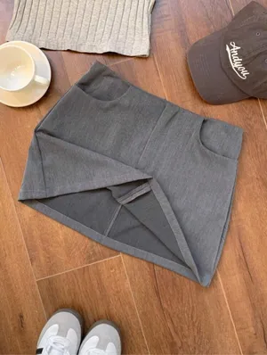 Dark Gray Mini Bodycon Business Attire Casual Going Out Skirt thumbnail 4
