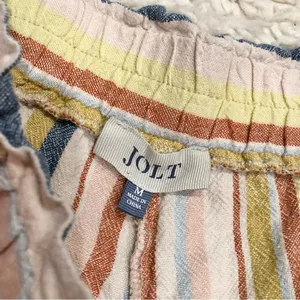 Jolt Linen Blend Stripe Multi Color Tie Shorts‎ Medium thumbnail 3