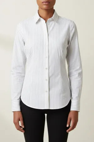 ZARA | Pinstriped Poplin Button Down Shirt Sz XS thumbnail 1