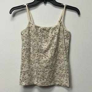 Victoria's Secret Cream Floral Leaf Print Camisole Tank Top Womens Sz Small Y2K thumbnail 1