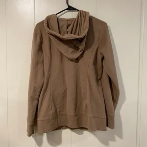 Old Navy Brown Fleece Zip Up Hoodie Jacket Size M Pink Zipper Accents thumbnail 2
