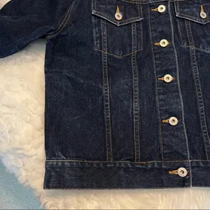 Vintage Denim Jean Jacket Dark Wash Size Large 100% cotton thumbnail 9