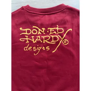 Ed Hardy Women's Medium Red True To My Love Tattoo Graphic Cropped Sweatshirt thumbnail 6