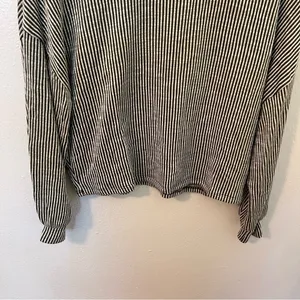 Caution to the Wind Women's Long Sleeve Top‎ Olive Green White Stripes Ribbed thumbnail 5