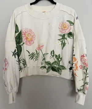 Free People Gaia Sweatshirt Floral Combo Women's Size XS thumbnail 1