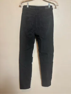 American Eagle Black High Rise Ripped Distressed Ankle Mom Jeans Womens 00 thumbnail 5