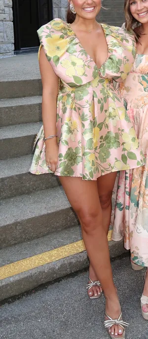 FANCY Pink and green cocktail dress thumbnail 1