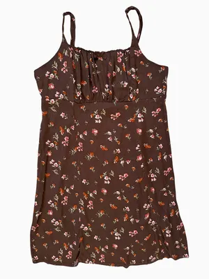 Brown Floral Mini Dress thumbnail 3