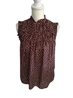 DKNY Womens Brown Polka Dot Sleeveless Top Size XL thumbnail 2