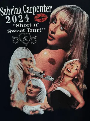 Sabrina Carpenter Short n’ Sweet Tour 2024 Graphic Off the Shoulder T-Shirt thumbnail 2
