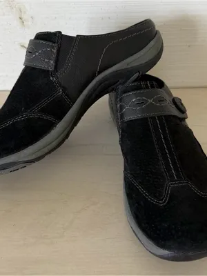Earth Spirit Gelron Cushion Women Size 7.5 Extra Wide Black Suede Clogs Mule NEW thumbnail 1