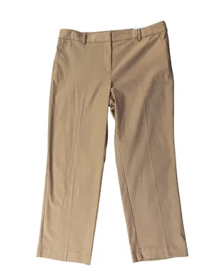 LOFT Riviera Slim Mid Rise Camel Cotton Linen Pants Womens 14 NEW thumbnail 11