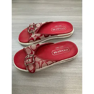 Coach Bonny Signature Red Canvas Slide Sandals thumbnail 10