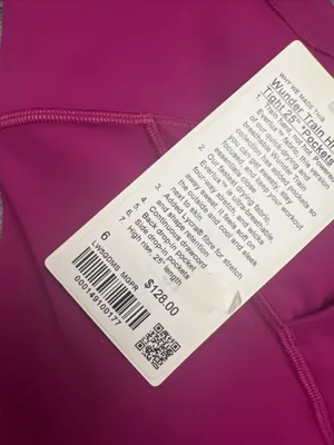 Lululemon Wunder Train HR Tight 25” * Pocket Magenta Purple MGPR Pant Sz 6 New thumbnail 4