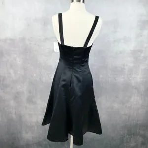 Davids Bridal Womens Dress‎ 4 Satin Strap Fit Flare Cocktail Party Flirty LBD thumbnail 4