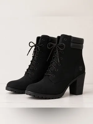 Timberland Tillston 6 Inch Double Collar Black Nubuck Chunky Heel Lace Up Boot thumbnail 5