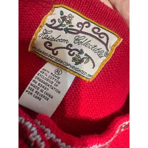 Vintage Heirloom Collectibles Christmas Teddy Bear Cardigan Red XL 1999 Holiday thumbnail 6