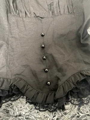 Black ruffle blouse with a lace up corset back thumbnail 7