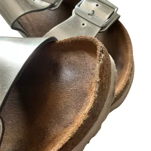 Birkenstock Arizona soft footbed sandals 38 metallic silver leather slides thumbnail 4