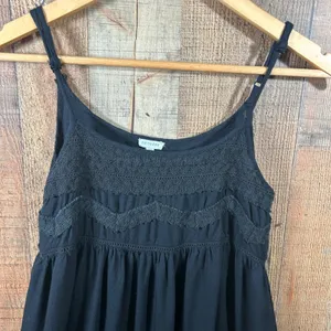 En Creme Black Crochet Lace Mini Dress Small Boho Fairy Grunge Babydoll thumbnail 3