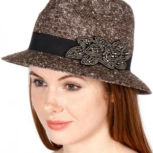 Something Special Bohemian Fedora Top Brown Embellished Band Autumn Bucket Hat thumbnail 3