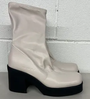 Steve Madden sz8 white Klayton lug sole ankle boot booties mid platform boot 90s thumbnail 1