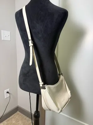 Calvin Klein White Pebbled Leather Crossbody Bag Purse Zip Top Neutral Versatile thumbnail 3