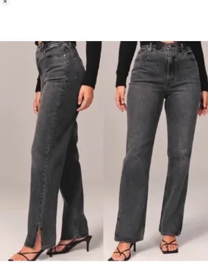 Abercrombie & Fitch‎ The 90s Straight Leg Curve Love Jeans Women's 29 Gray Black thumbnail 2