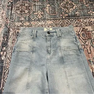 Free People We the Free Let Sunshine In Wide leg Cropped Jeans Sz 26 Light Wash thumbnail 5