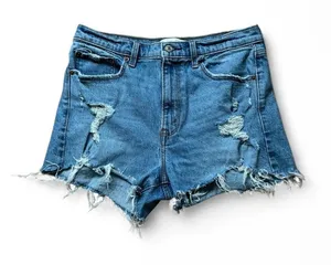 Abercrombie & Fitch Distressed Denim High Ride Mom Jean Shorts‎ size 30/10 thumbnail 1